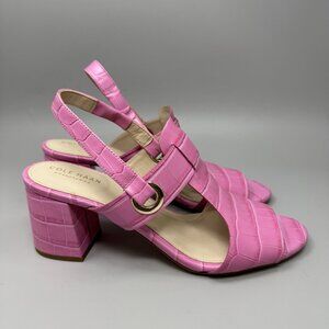 Cole Haan Grand Adele Slingback Leather Sandals Pink Shoes Womens Size 9B